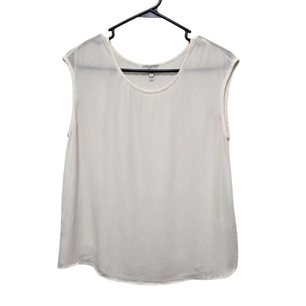 Joie Scoop Neck Sleeveless Ivory Silk Top S